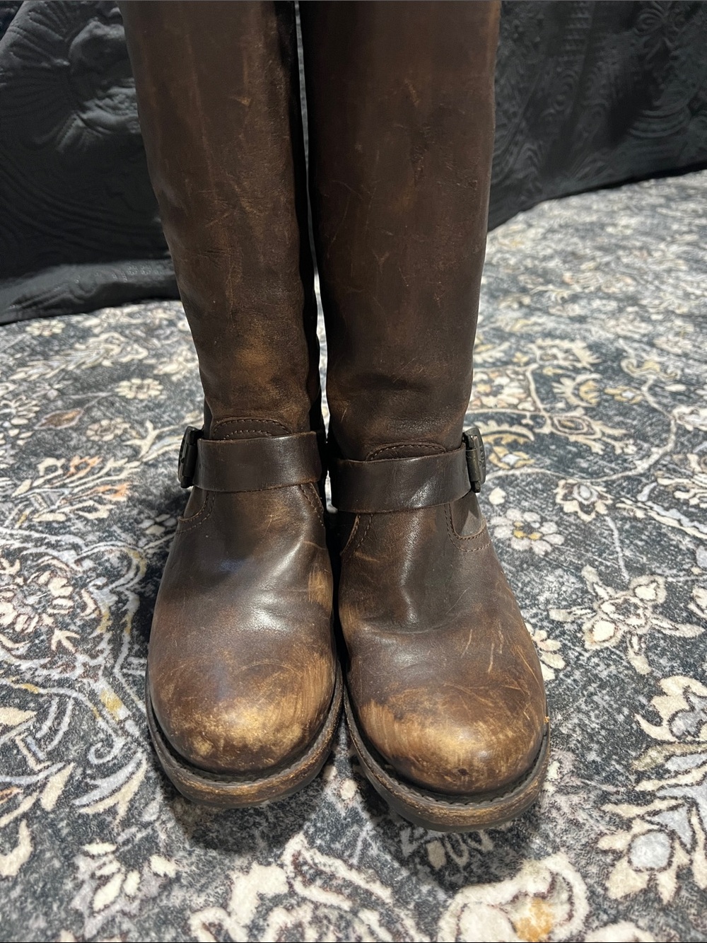 Brown Leather Frye Buckle Riding Boots Size 8 - Picture 3 of 8